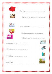 English Worksheet: rooms in ahouse