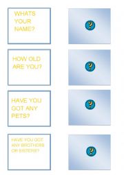 English worksheet: FLASCARDS WITH PERSONAL INFORMATION QUESTIONS