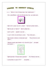 English Worksheet: reported speech