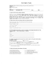 English worksheet: Test of English