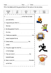 English Worksheet: Gerund