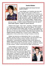 English Worksheet: Justin Bieber