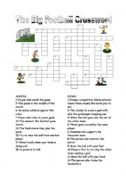 English Worksheet: The Big Football Crossword