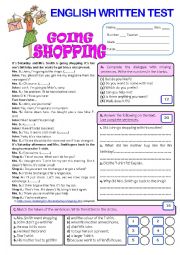 GOING SHOPPING (Test - 7th grade) + key