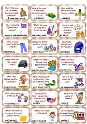 English Worksheet: American & British culture Game cards (set 2)