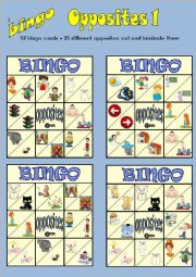 English Worksheet: BINGO OPPOSITES 1   1/2