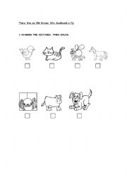 English Worksheet: There Was an Old Woman Who Swallowed a Fly
