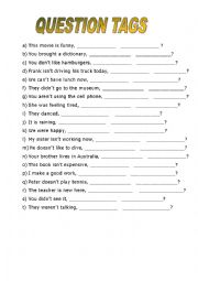 English Worksheet: Question tags