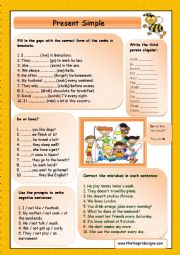 English Worksheet: Present Simple Exercises + Key