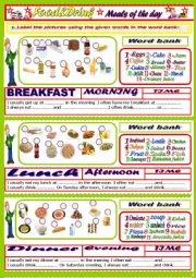 English Worksheet: Meals of The Day