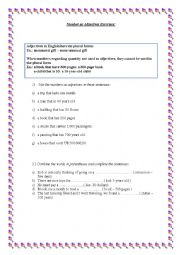 English worksheet: Numbers as Adjectives