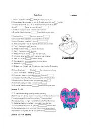 English Worksheet: Mother - Ashanti (song activity)