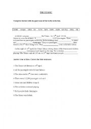 English Worksheet: The Titanic- Simple Past