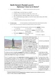 English Worksheet: North Koreas Rocket Launch: Diplomacy Goes Up in Smoke