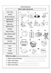 English Worksheet: Electrical Appliances