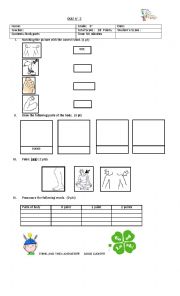 English Worksheet: body parts test