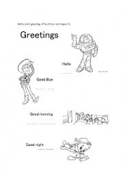 English Worksheet: GREETINGS