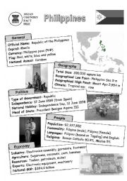 English Worksheet: ASEAN nations fact file - Philippines