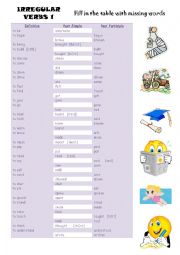 English Worksheet: IRREGULAR VERBS 1