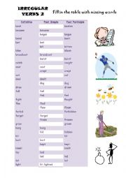 English Worksheet: IRREGULAR VERBS 2