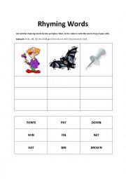 English worksheet: Rhyming words