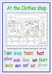 English Worksheet: At  the clothes shop