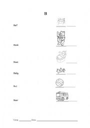 English worksheet: Letter B