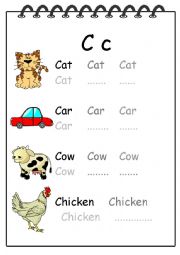 English Worksheet: Alphabet Writing Worksheet C