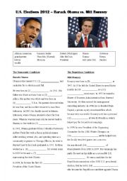 English Worksheet: Obama vs Romney : US presidential election 2012