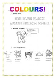 English Worksheet: COLOURS