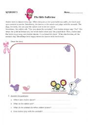 English Worksheet: Reading the little ballerina