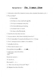 English Worksheet: The Truman Show Part I