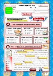 English Worksheet: TEST Mass Media+Money+Conditionals (8th grade) 1/3