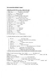 English test for fith grade revising  grammar