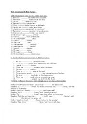 English Worksheet: English test for fith grade revising  grammar