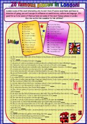English Worksheet: FAMOUS PLACES IN LONDON