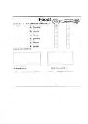 English worksheet: Fruit and Vegetable