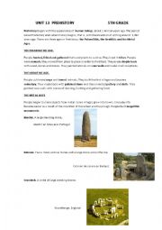 English worksheet: prehistory