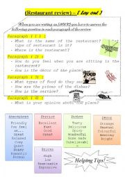 English Worksheet: restaurant review layout ( for writing)