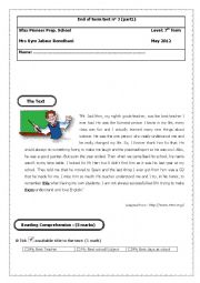 English Worksheet: end of term test n 3 7th  form