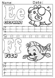 English Worksheet: E and F