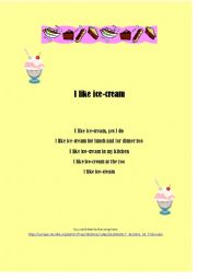 English worksheet: I lke ice-cream