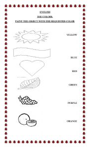 English Worksheet: THE COLORS