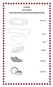 English worksheet: THE COLORS