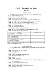 English Worksheet: Dialogue: Recreation and sports
