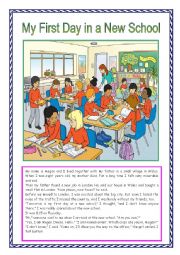 English Worksheet: My first day at a new school