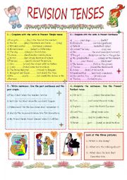English Worksheet: REVISION TENSES
