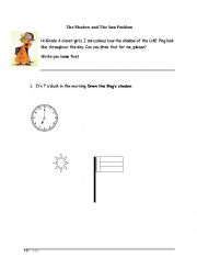 English worksheet: The shadow and the sun position