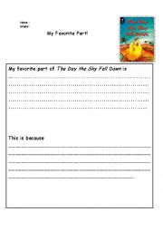 English worksheet: The Day the Sky Fell Down Writing worksheet