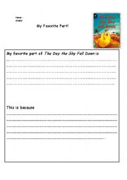 English Worksheet: The Day the Sky Fell Down Writing worksheet